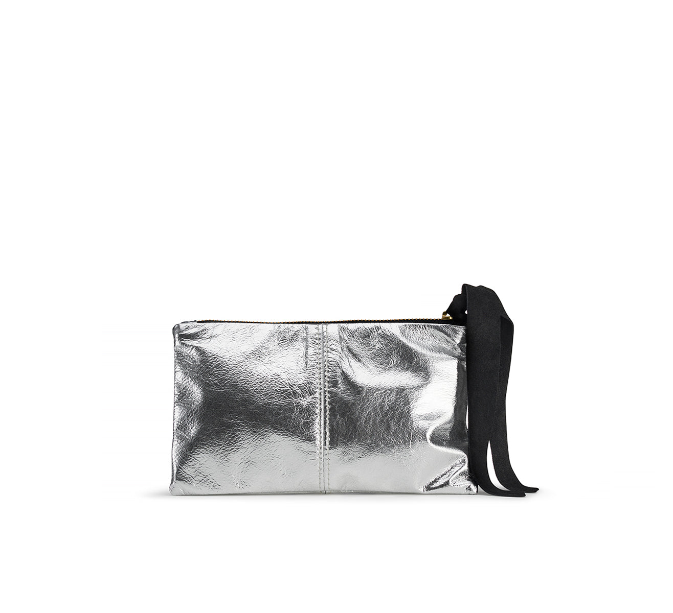 Silver clutch store with wrist strap